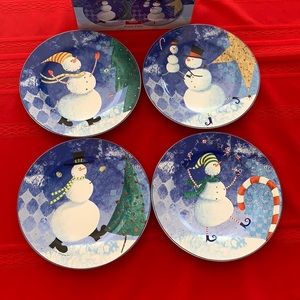 Oneida Holiday Snowman Plates, Like New